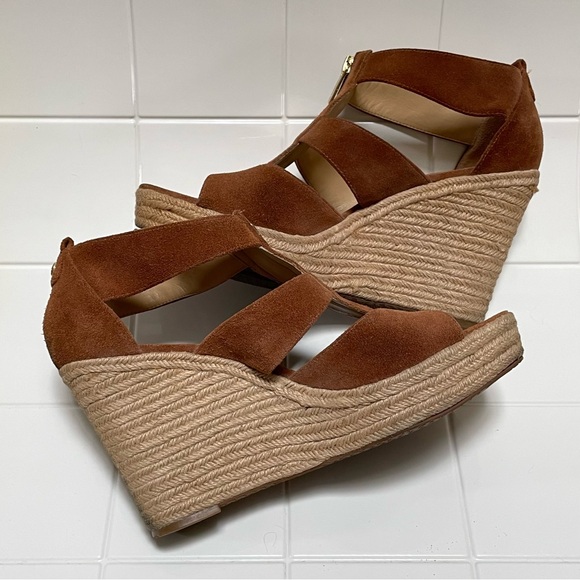 For TATIANA - Michael Kors Brown Suede Wedge Platform Espadrille Sandals size 11 - Picture 3 of 14